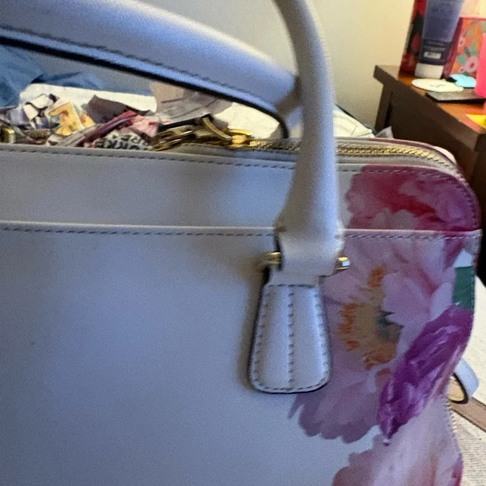 Calvin Klein Collection White and Pink Floral Satchel - Picture 9 of 16
